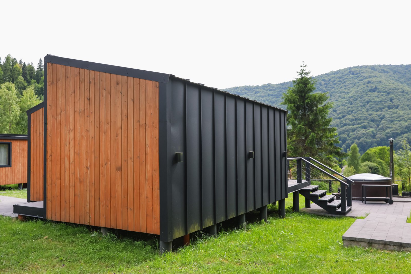 Beautiful buildings at luxury resort in mountains